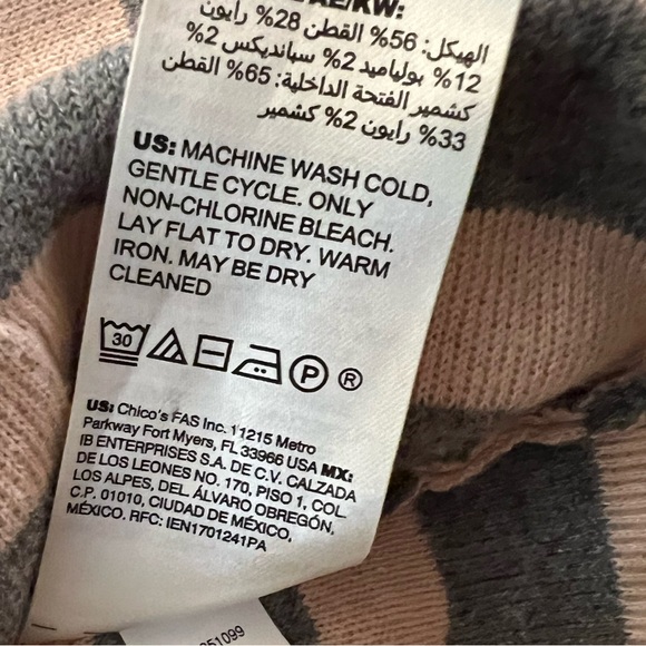 Pink & gray striped, hooded, zip-up sweater, Zynergy by Chico’s sz 2 (L/XL). - Picture 4 of 6